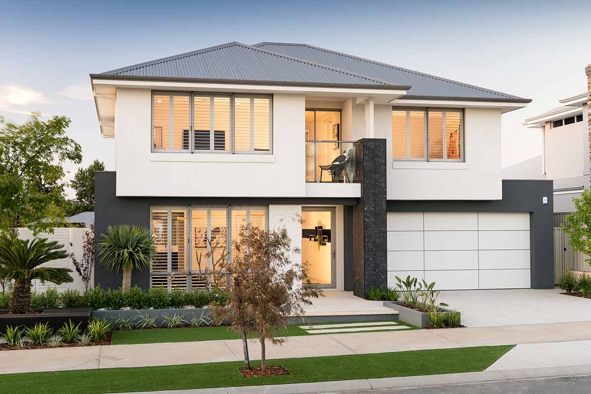 Two storey display home with a finished front garden